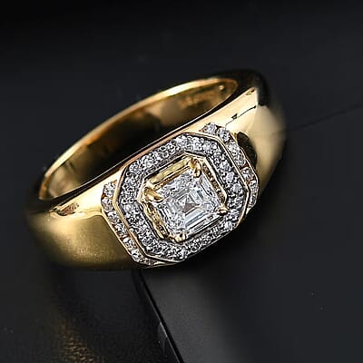 Luxuriant Lab Grown Diamond VS 1.00 ctw Men's Ring in 18K Vermeil Yellow Gold Over Sterling Silver (Size 11.0)