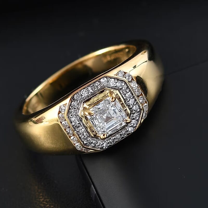 Luxuriant Lab Grown Diamond VS 1.00 ctw Men's Ring in 18K Vermeil Yellow Gold Over Sterling Silver (Size 11.0)