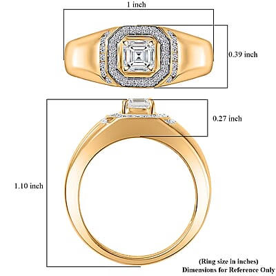 Luxuriant Lab Grown Diamond VS 1.00 ctw Men's Ring in 18K Vermeil Yellow Gold Over Sterling Silver (Size 11.0)