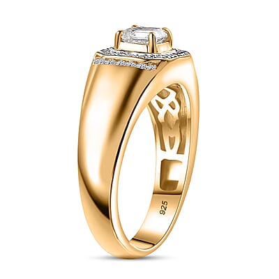 Luxuriant Lab Grown Diamond VS 1.00 ctw Men's Ring in 18K Vermeil Yellow Gold Over Sterling Silver (Size 11.0)