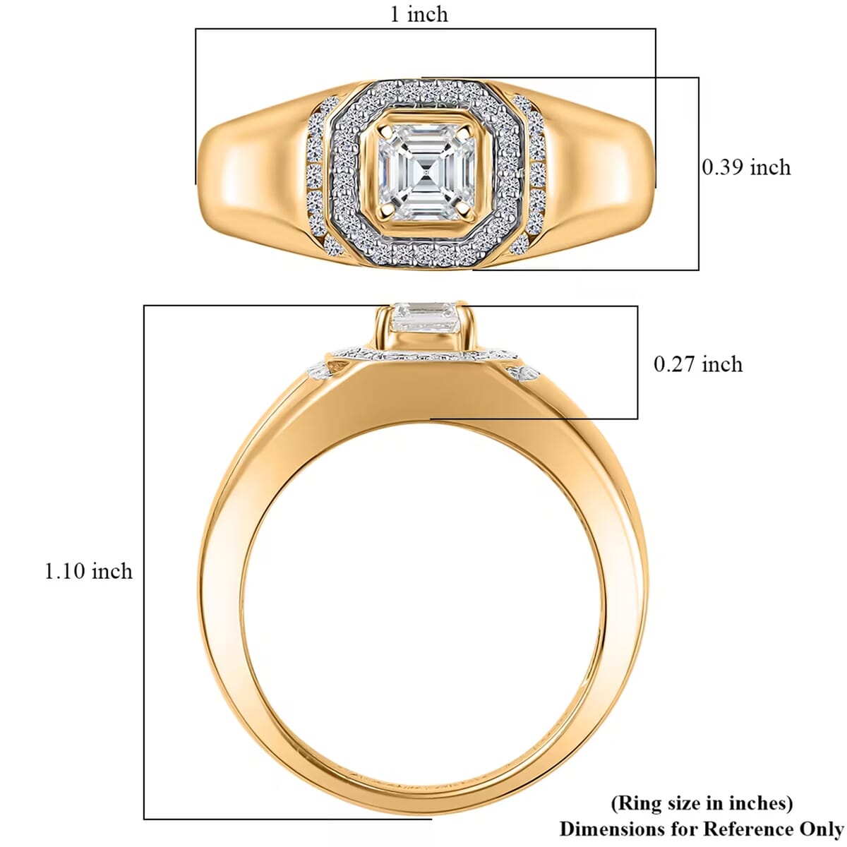 Luxuriant Lab Grown Diamond VS 1.00 ctw Men's Ring in 18K Vermeil Yellow Gold Over Sterling Silver (Size 12.0) image number 8