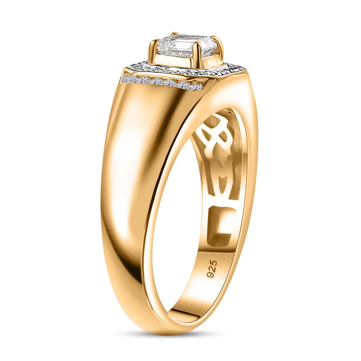 Luxuriant Lab Grown Diamond VS 1.00 ctw Men's Ring in 18K Vermeil Yellow Gold Over Sterling Silver (Size 12.0) image number 9