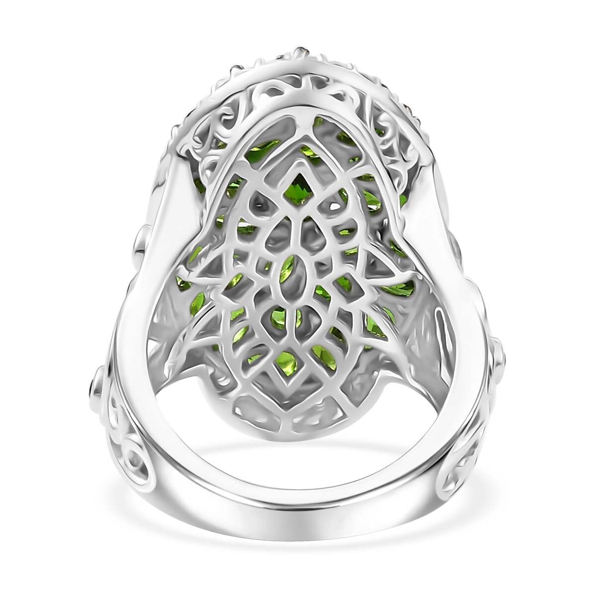 Chrome Diopside and Multi Gemstone 6.75 ctw Eternal Bloom Ring in Rhodium Over Sterling Silver (Size 7.0) image number 4