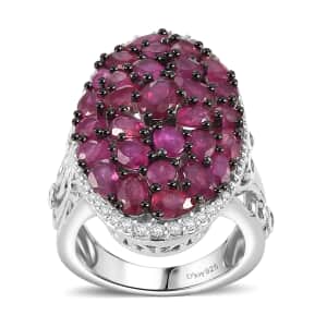 Niassa Ruby (FF) and Multi Gemstone 8.00 ctw Eternal Bloom Ring in Rhodium Over Sterling Silver (Size 5.0)