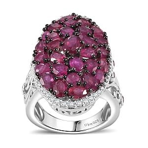 D'Joy Niassa Ruby (FF) and Multi Gemstone 8.00 ctw Eternal Bloom Ring in Rhodium Over Sterling Silver (Size 6.0)