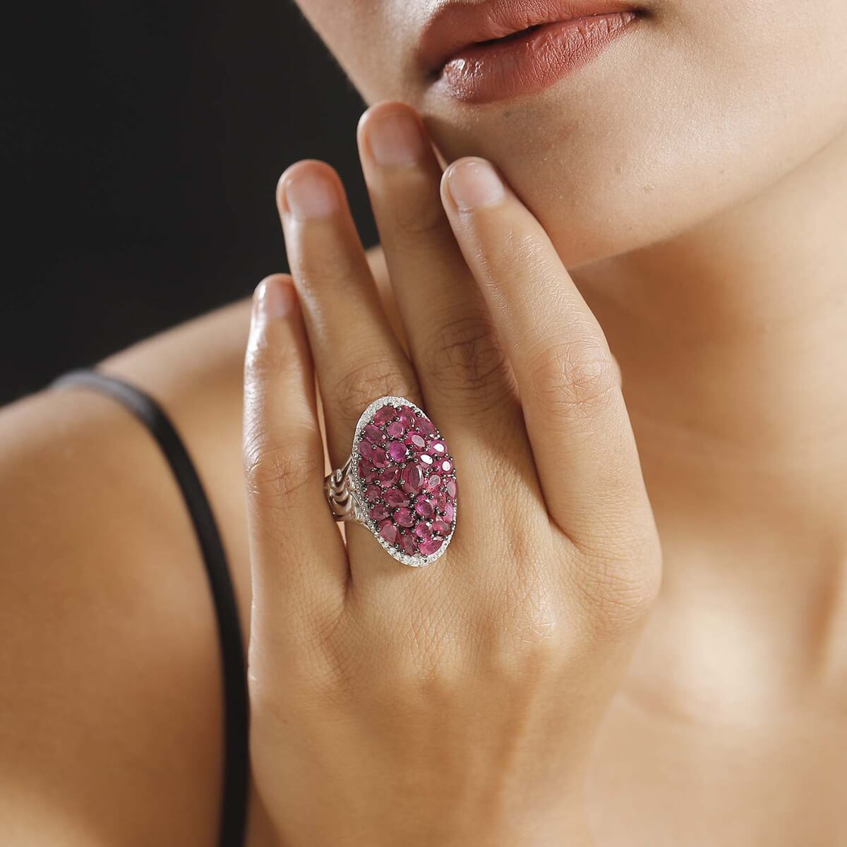 Niassa Ruby (FF) and Multi Gemstone 8.00 ctw Eternal Bloom Ring in Rhodium Over Sterling Silver (Size 7.0) image number 2