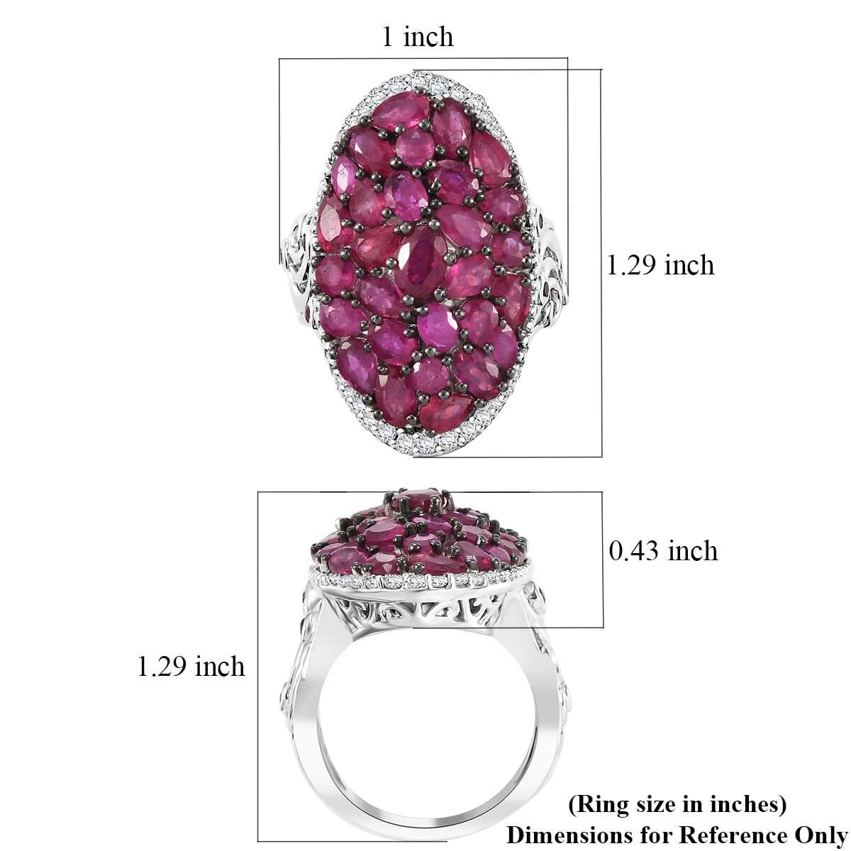 Niassa Ruby (FF) and Multi Gemstone 8.00 ctw Eternal Bloom Ring in Rhodium Over Sterling Silver (Size 7.0) image number 5