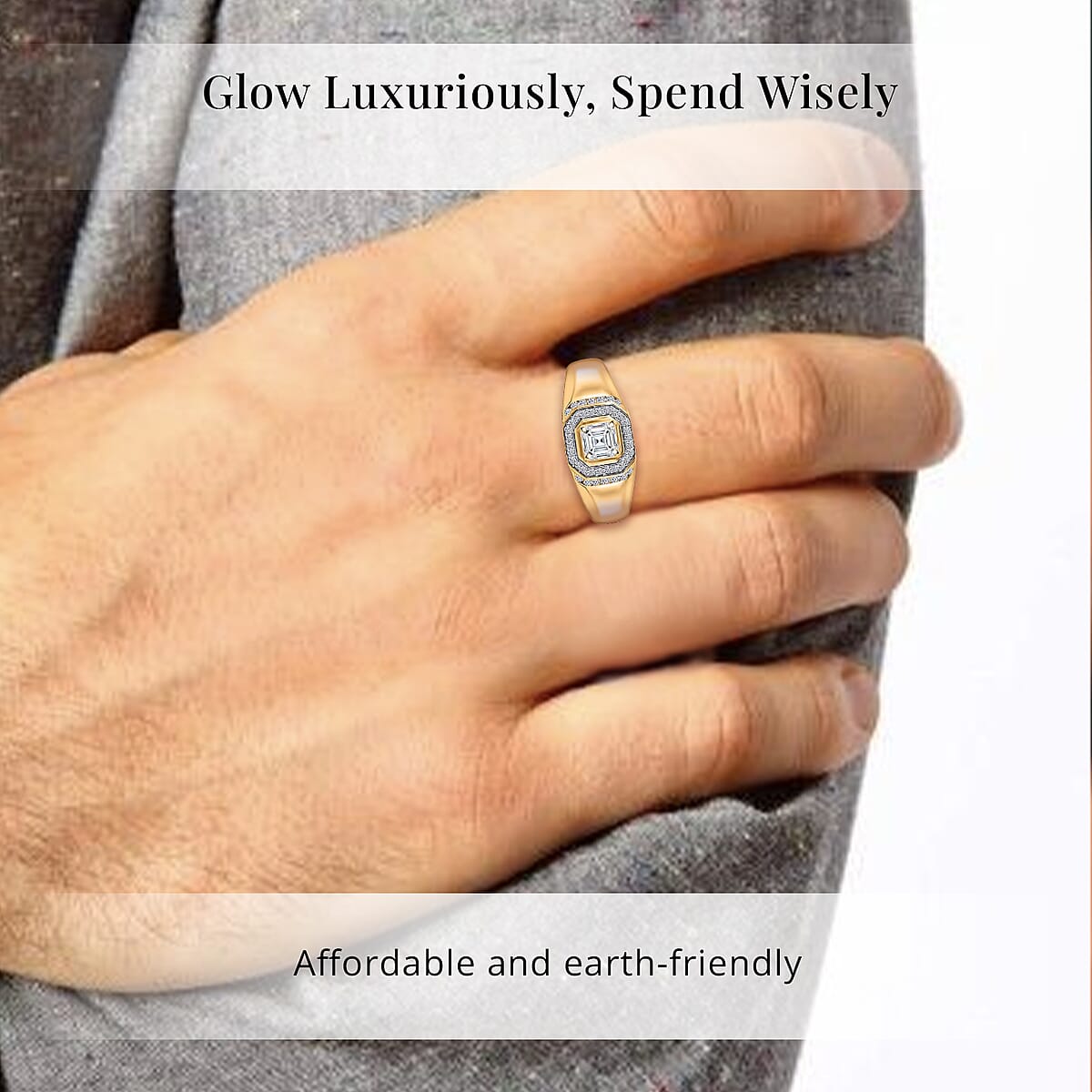 Luxuriant Lab Grown Diamond VS 1.00 ctw Men's Ring in 18K Vermeil Yellow Gold Over Sterling Silver (Size 10.0) (Del. in 10-12 Days) image number 1