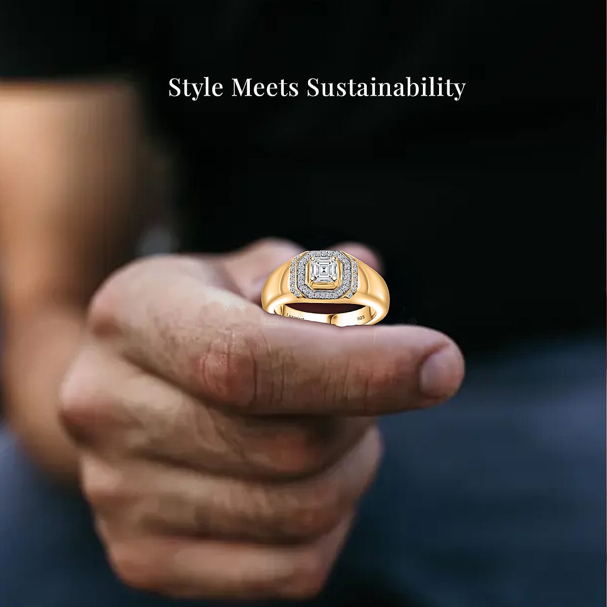 Luxuriant Lab Grown Diamond VS 1.00 ctw Men's Ring in 18K Vermeil Yellow Gold Over Sterling Silver (Size 10.0) (Del. in 10-12 Days) image number 4