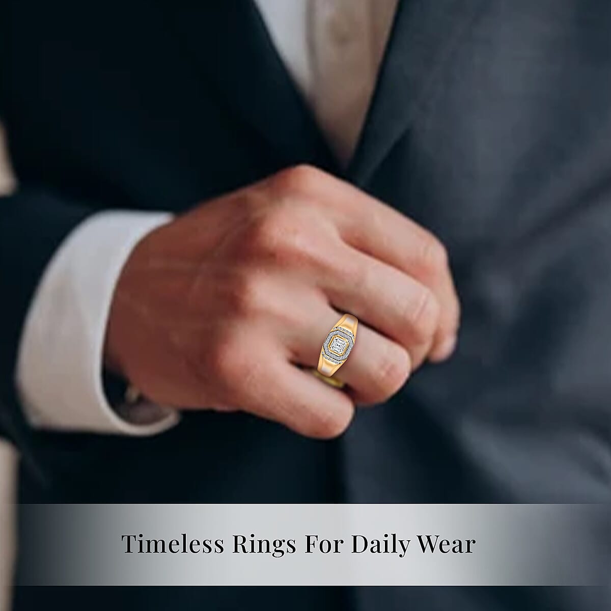 Luxuriant Lab Grown Diamond VS 1.00 ctw Men's Ring in 18K Vermeil Yellow Gold Over Sterling Silver (Size 10.0) (Del. in 10-12 Days) image number 6