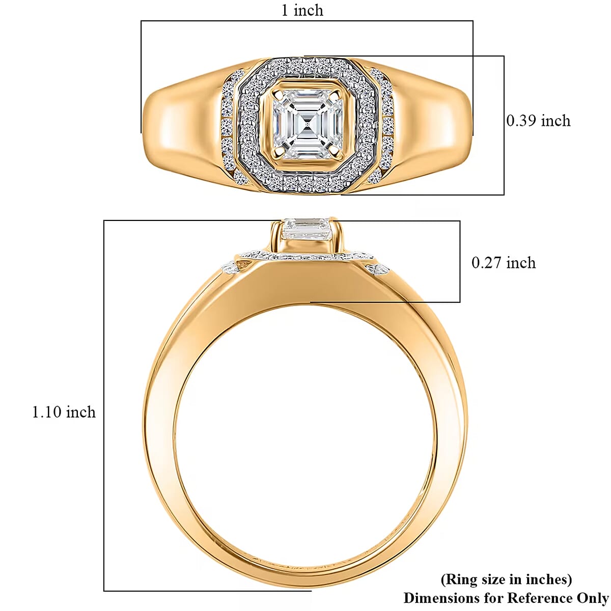 Luxuriant Lab Grown Diamond VS 1.00 ctw Men's Ring in 18K Vermeil Yellow Gold Over Sterling Silver (Size 10.0) (Del. in 10-12 Days) image number 8