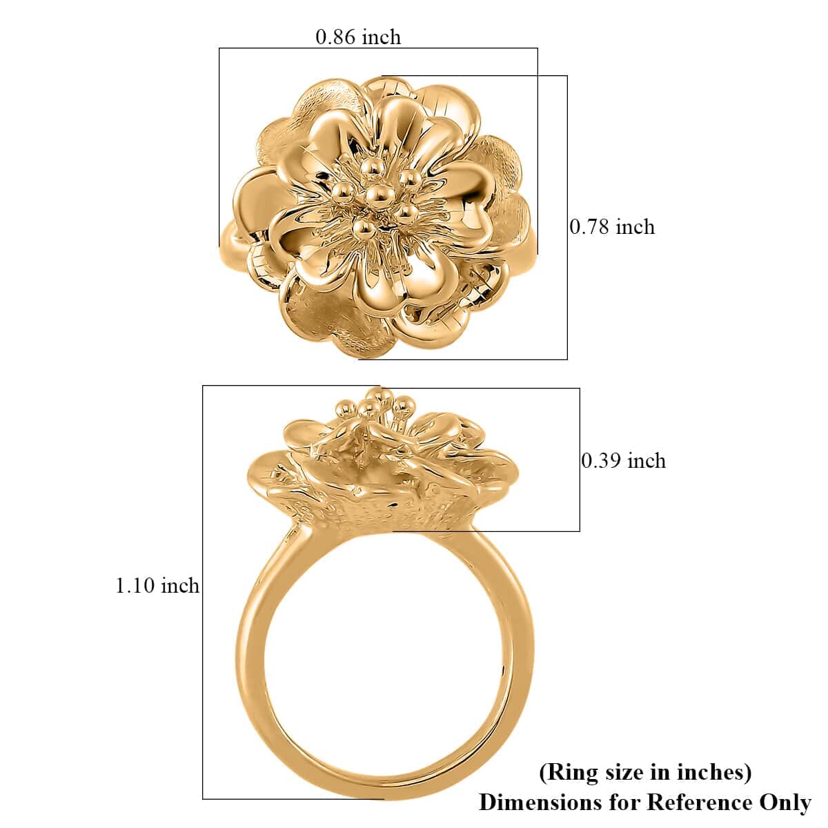 Doorbuster Electroform California Poppy Flower Ring in 24K Yellow Gold (Size 10.0) 2.25 Grams image number 5