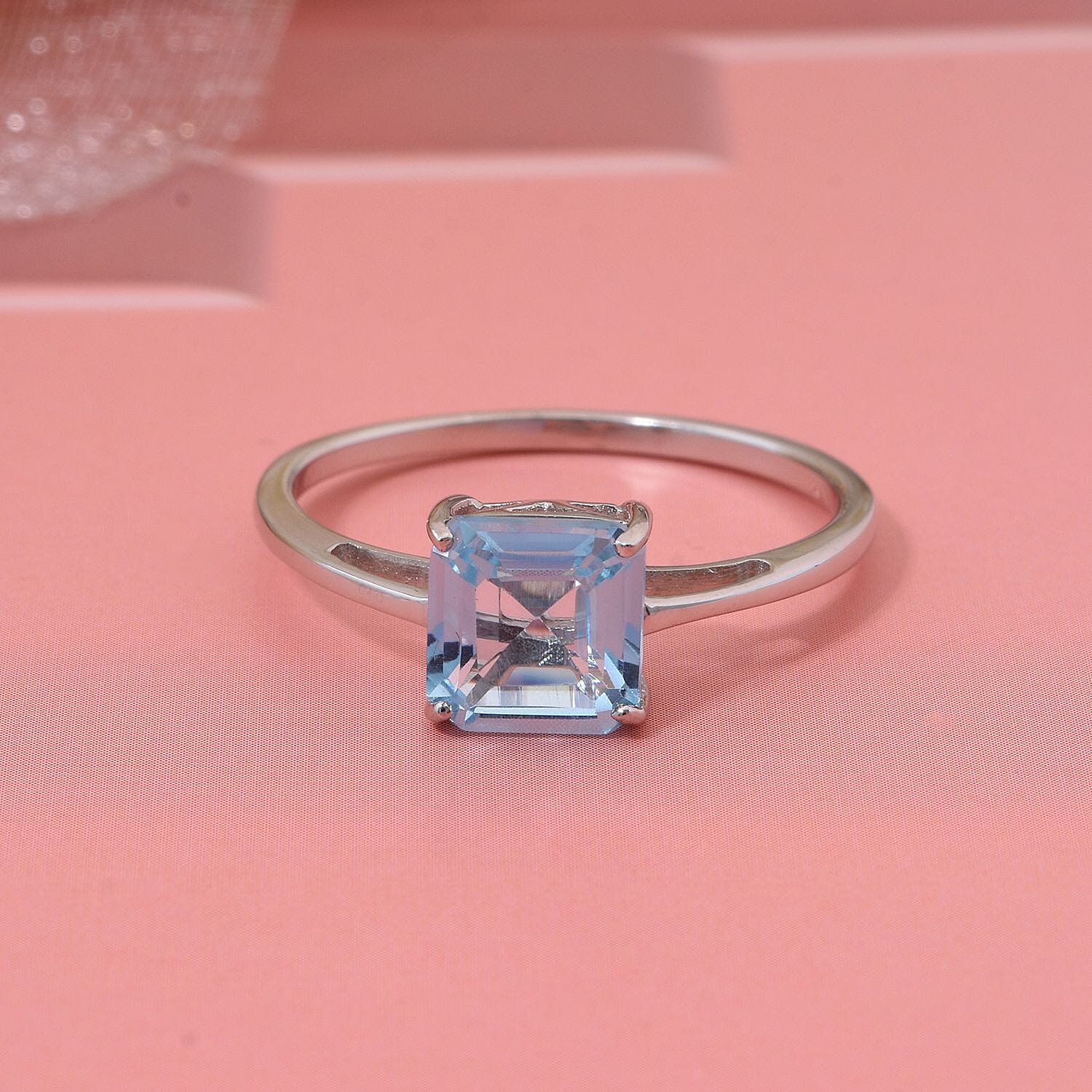 Sky blue Topaz 2.10 ctw Ring in Rhodium Over Sterling Silver (Size 10.0)