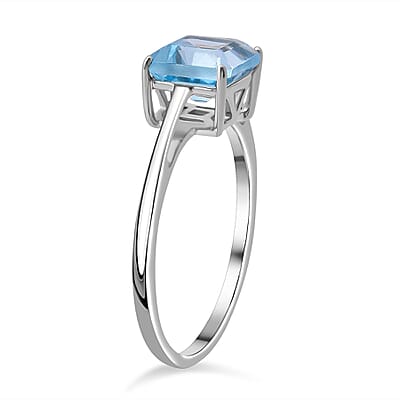 Sky blue Topaz 2.10 ctw Ring in Rhodium Over Sterling Silver (Size 10.0)