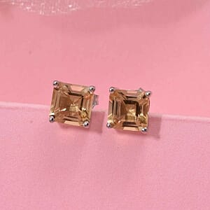 Cirrine Asscher Cut 2.26 ctw Earrings in Rhodium Over Sterling Silver