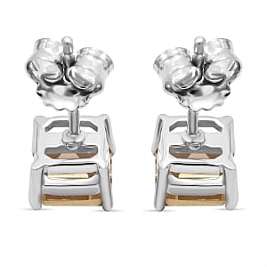 Cirrine Asscher Cut 2.26 ctw Earrings in Rhodium Over Sterling Silver