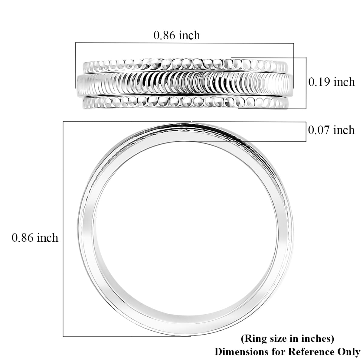 Spinner Band Ring in 950 Platinum (Size 8.0) 7.50 Grams image number 5