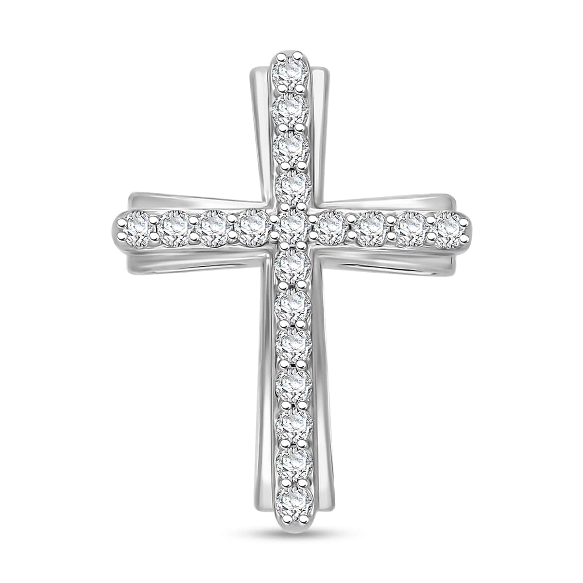 Luxuriant Lab Grown Diamond G-H SI 0.50 ctw Cross Pendant in Platinum Over Sterling Silver (Del. in 10-12 Days)  image number 0