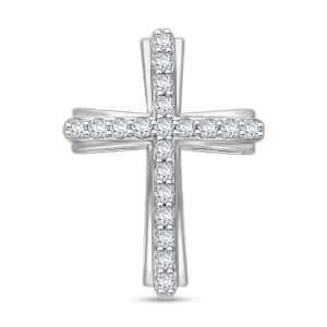 Luxuriant Lab Grown Diamond G-H SI 0.50 ctw Cross Pendant in Platinum Over Sterling Silver (Del. in 10-12 Days) 