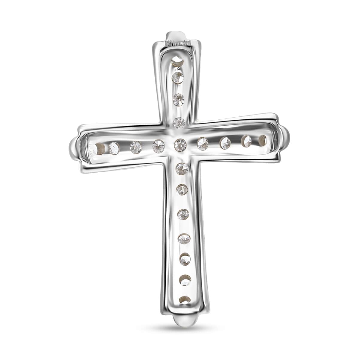 Luxuriant Lab Grown Diamond G-H SI 0.50 ctw Cross Pendant in Platinum Over Sterling Silver (Del. in 10-12 Days)  image number 2