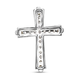 Luxuriant Lab Grown Diamond G-H SI 0.50 ctw Cross Pendant without Chain in Platinum Over Sterling Silver (Del. in 12-15 Days)