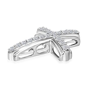 Luxuriant Lab Grown Diamond G-H SI 0.50 ctw Cross Pendant without Chain in Platinum Over Sterling Silver (Del. in 12-15 Days)