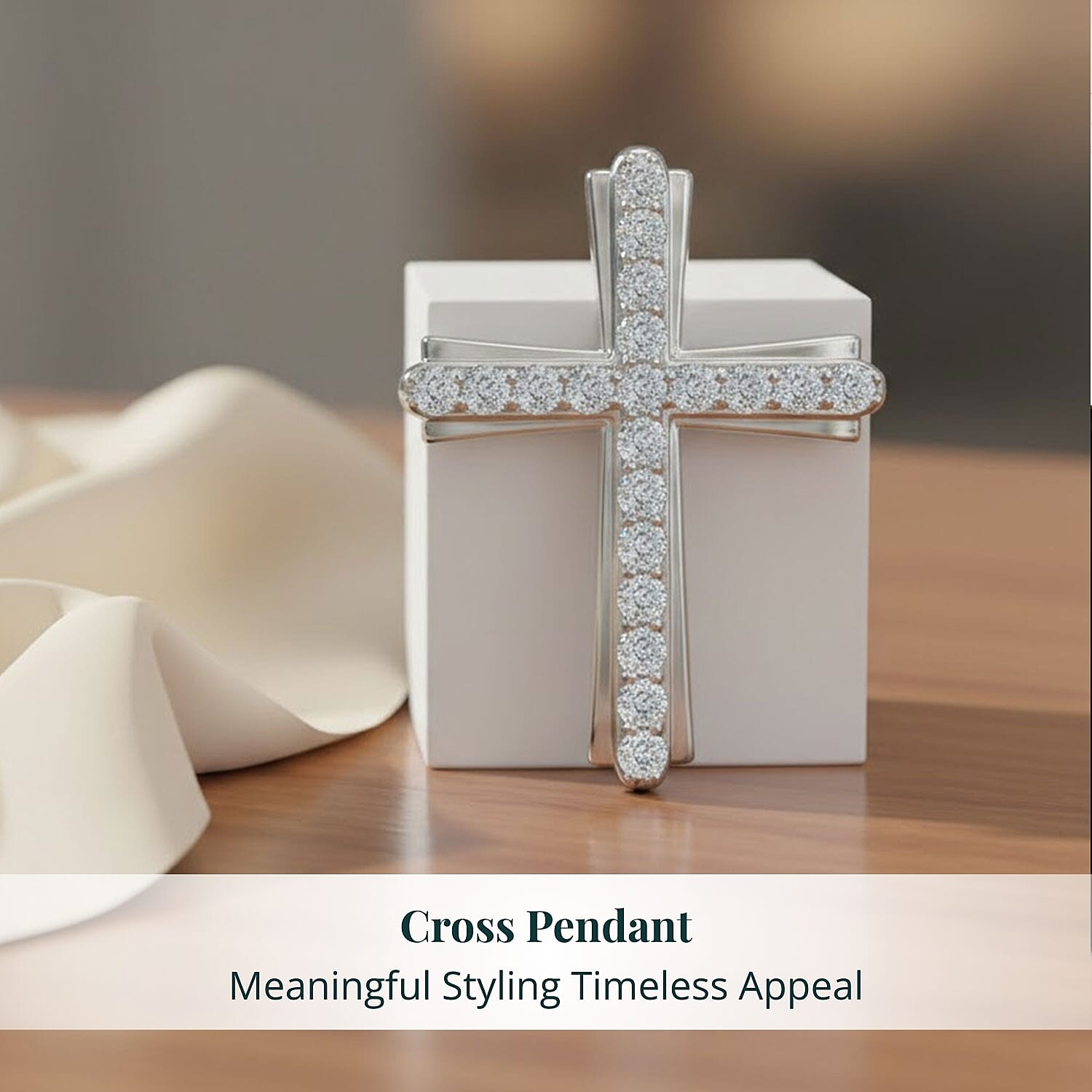 Luxuriant Lab Grown Diamond (G-H, SI) Cross Pendant Necklace (20 Inches) in Platinum Over Sterling Silver 0.50 ctw (Del. in 12-15 Days)