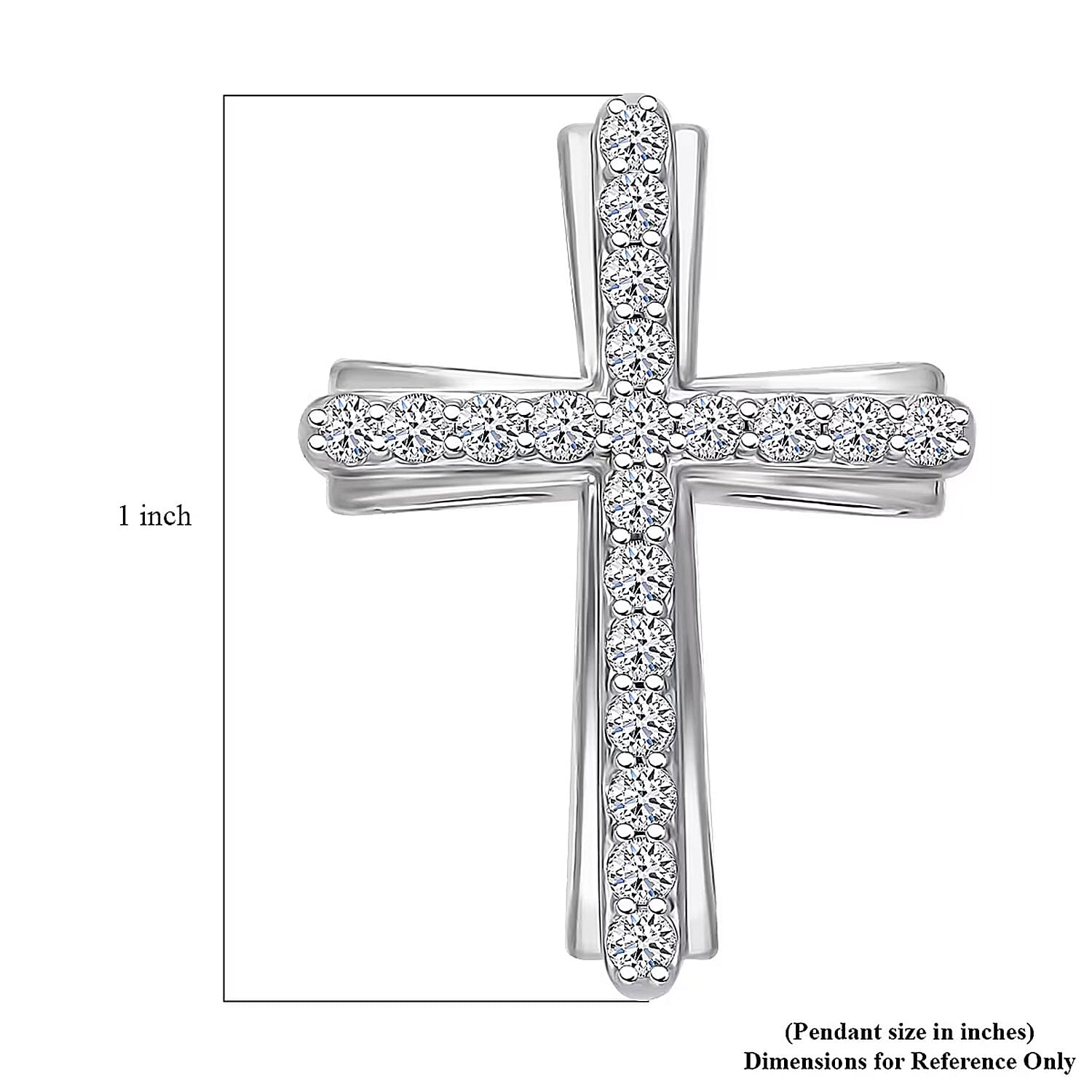 Luxuriant Lab Grown Diamond (G-H, SI) Cross Pendant Necklace (20 Inches) in Platinum Over Sterling Silver 0.50 ctw (Del. in 12-15 Days)