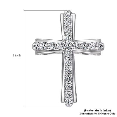 Luxuriant Lab Grown Diamond (G-H, SI) Cross Pendant Necklace (20 Inches) in Platinum Over Sterling Silver 0.50 ctw (Del. in 12-15 Days)