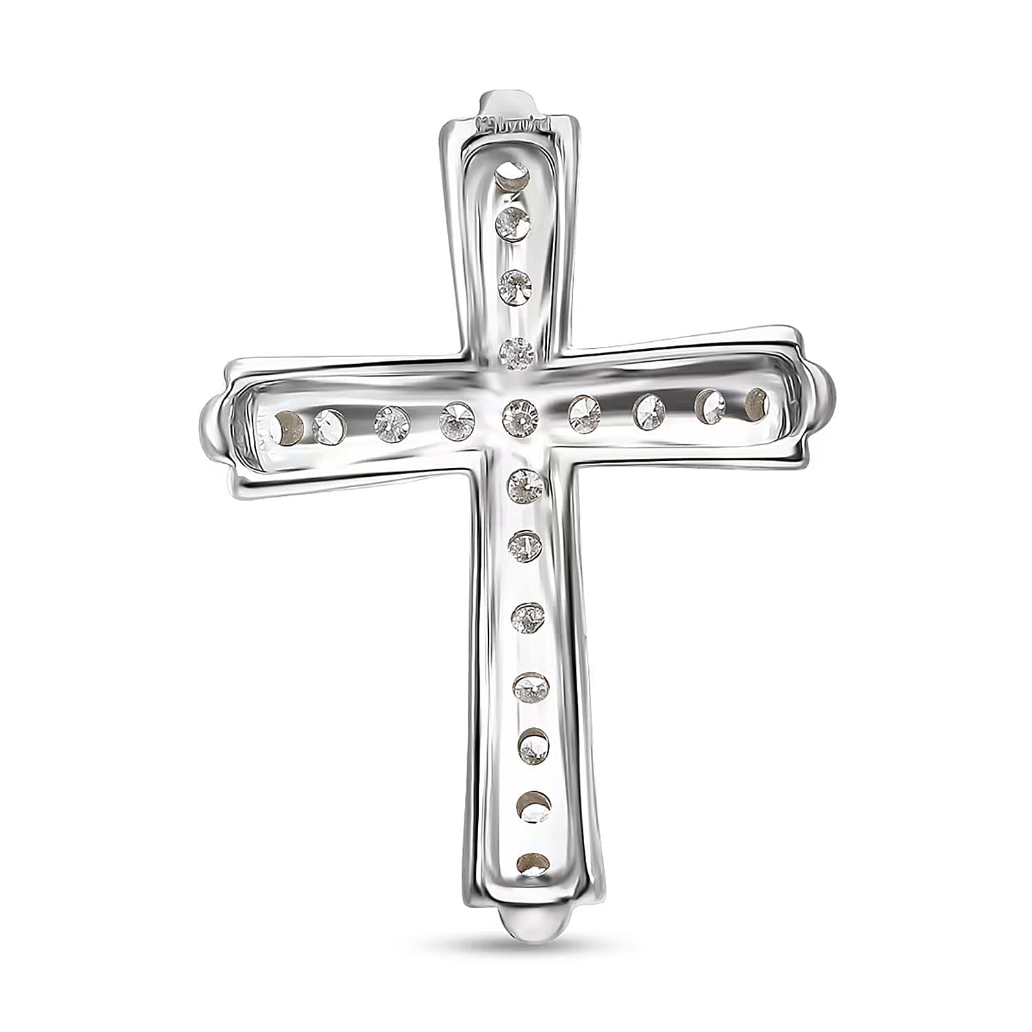 Luxuriant Lab Grown Diamond (G-H, SI) Cross Pendant Necklace (20 Inches) in Platinum Over Sterling Silver 0.50 ctw (Del. in 12-15 Days)