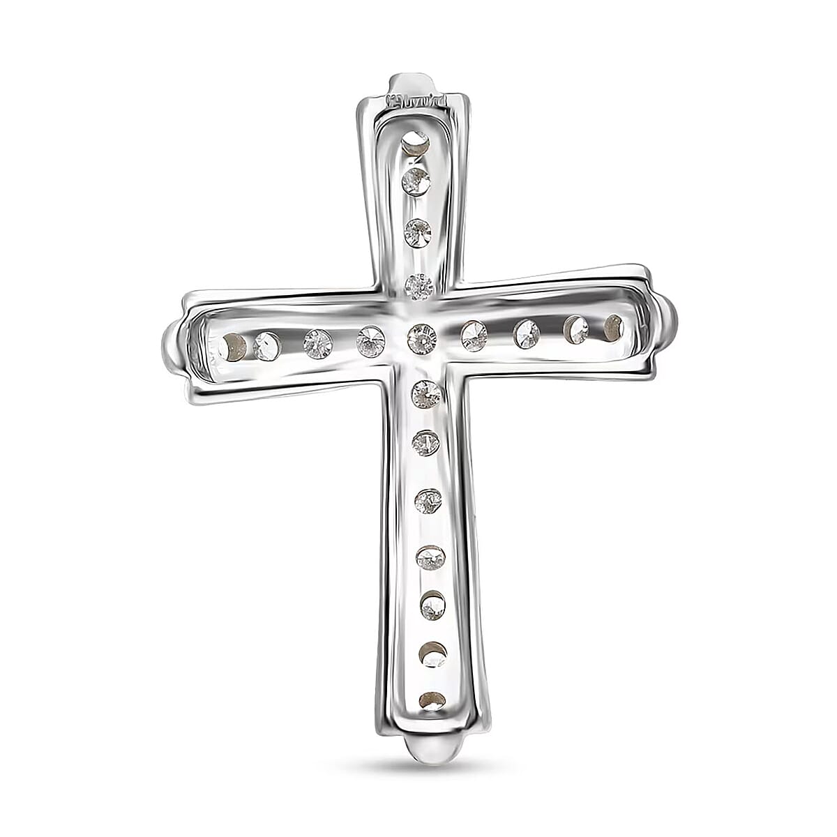 Luxuriant Lab Grown Diamond (G-H, SI) Cross Pendant in Platinum Over Sterling Silver 0.50 ctw image number 7
