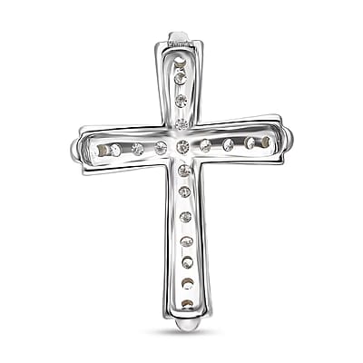 Luxuriant Lab Grown Diamond (G-H, SI) Cross Pendant Necklace (20 Inches) in Platinum Over Sterling Silver 0.50 ctw (Del. in 12-15 Days)