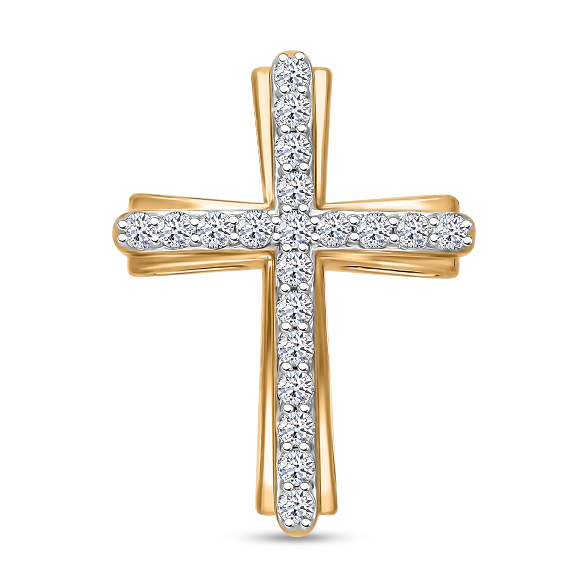 Luxuriant Lab Grown Diamond G-H SI 0.50 ctw Cross Pendant without Chain in Vermeil Yellow Gold Over Sterling Silver image number 0