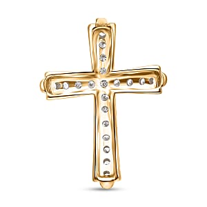 Luxuriant Lab Grown Diamond G-H SI 0.50 ctw Cross Pendant without Chain in Vermeil Yellow Gold Over Sterling Silver (Del. in 12-15 Days)