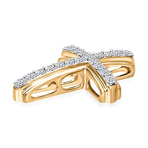 Luxuriant Lab Grown Diamond G-H SI 0.50 ctw Cross Pendant without Chain in Vermeil Yellow Gold Over Sterling Silver (Del. in 12-15 Days)