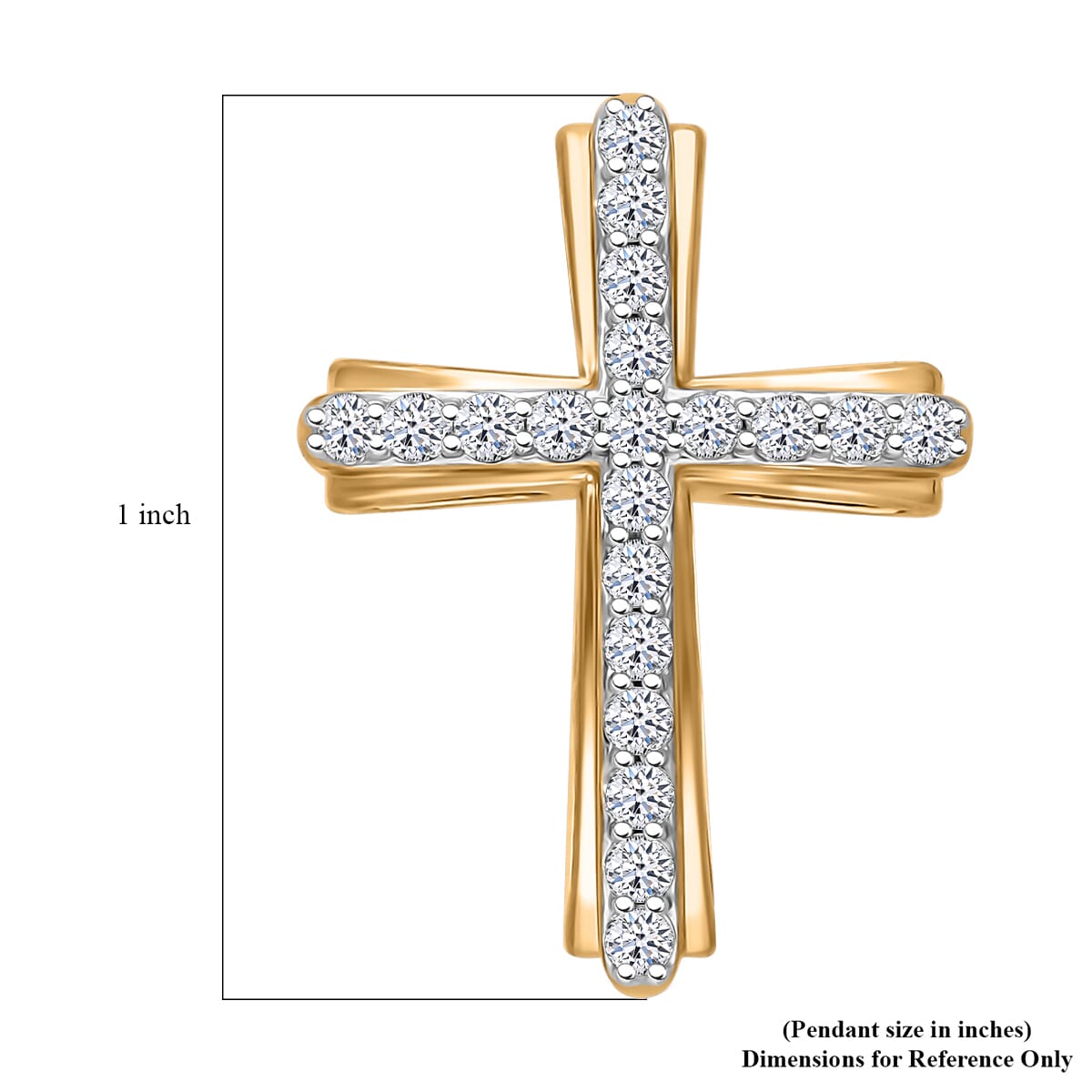 Luxuriant Lab Grown Diamond G-H SI 0.50 ctw Cross Pendant without Chain in Vermeil Yellow Gold Over Sterling Silver image number 4
