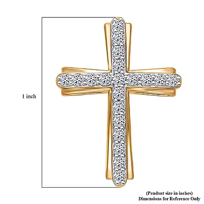 Luxuriant Lab Grown Diamond G-H SI 0.50 ctw Cross Pendant without Chain in Vermeil Yellow Gold Over Sterling Silver (Del. in 12-15 Days)