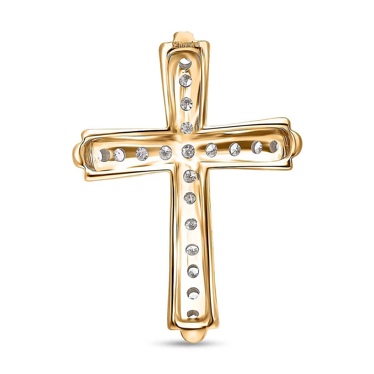 Luxuriant Lab Grown Diamond G-H SI 0.50 ctw Cross Pendant without Chain in Vermeil Yellow Gold Over Sterling Silver (Del. in 12-15 Days) image number 7