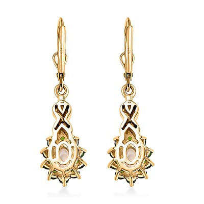 Premium Ethiopian Welo Opal and Multi Gemstone 1.60 ctw Sunburst Earrings in 18K Vermeil Yellow Gold Over Sterling Silver