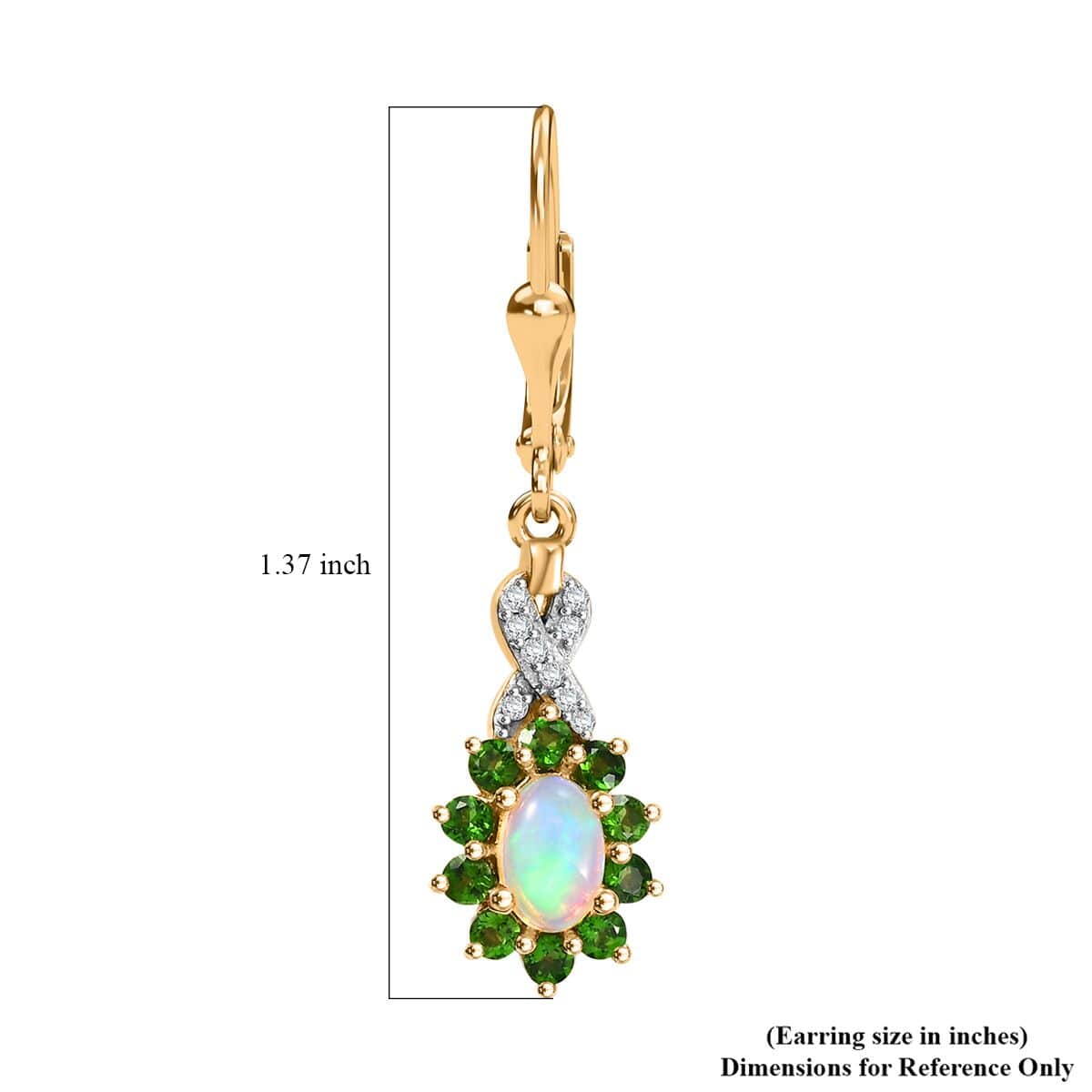 Premium Ethiopian Welo Opal and Multi Gemstone 1.60 ctw Sunburst Earrings in 18K Vermeil Yellow Gold Over Sterling Silver image number 5