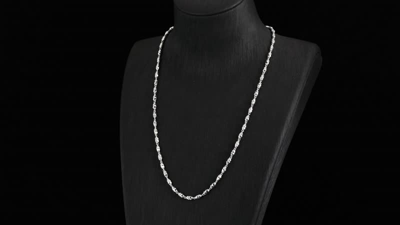 Olive Bead Chain Necklace in 950 Platinum 20 Inches 14.90 Grams