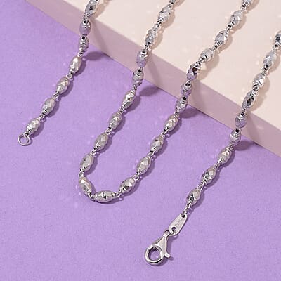 Olive Bead Chain Necklace in 950 Platinum 20 Inches 14.90 Grams
