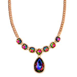 Simulated White Mystic Quartz Necklace in Goldtone 19.5-21.5Inches