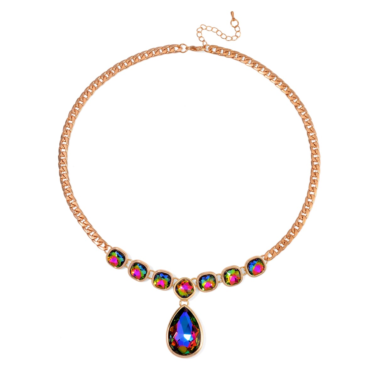Simulated White Mystic Quartz Necklace in Goldtone 19.5-21.5Inches image number 2