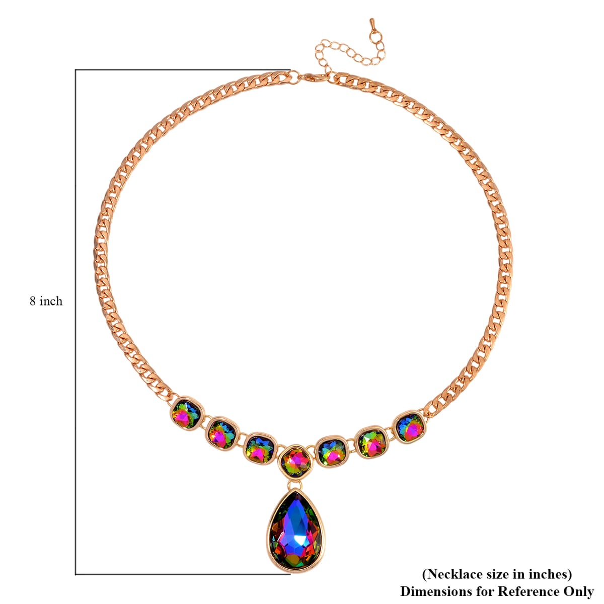 Simulated White Mystic Quartz Necklace in Goldtone 19.5-21.5Inches image number 4