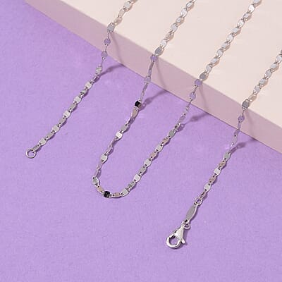 2.06mm Tile Chain Necklace in 950 Platinum 20 Inches 3.55 Grams