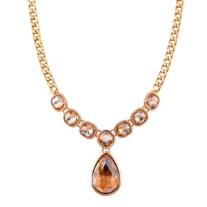 Simulated Champagne Quartz Necklace in Goldtone 19.5-21.5 Inches