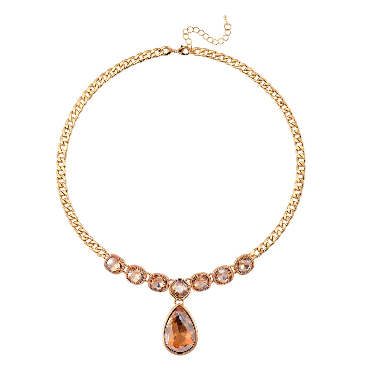 Simulated Champagne Quartz Necklace in Goldtone 19.5-21.5 Inches image number 3