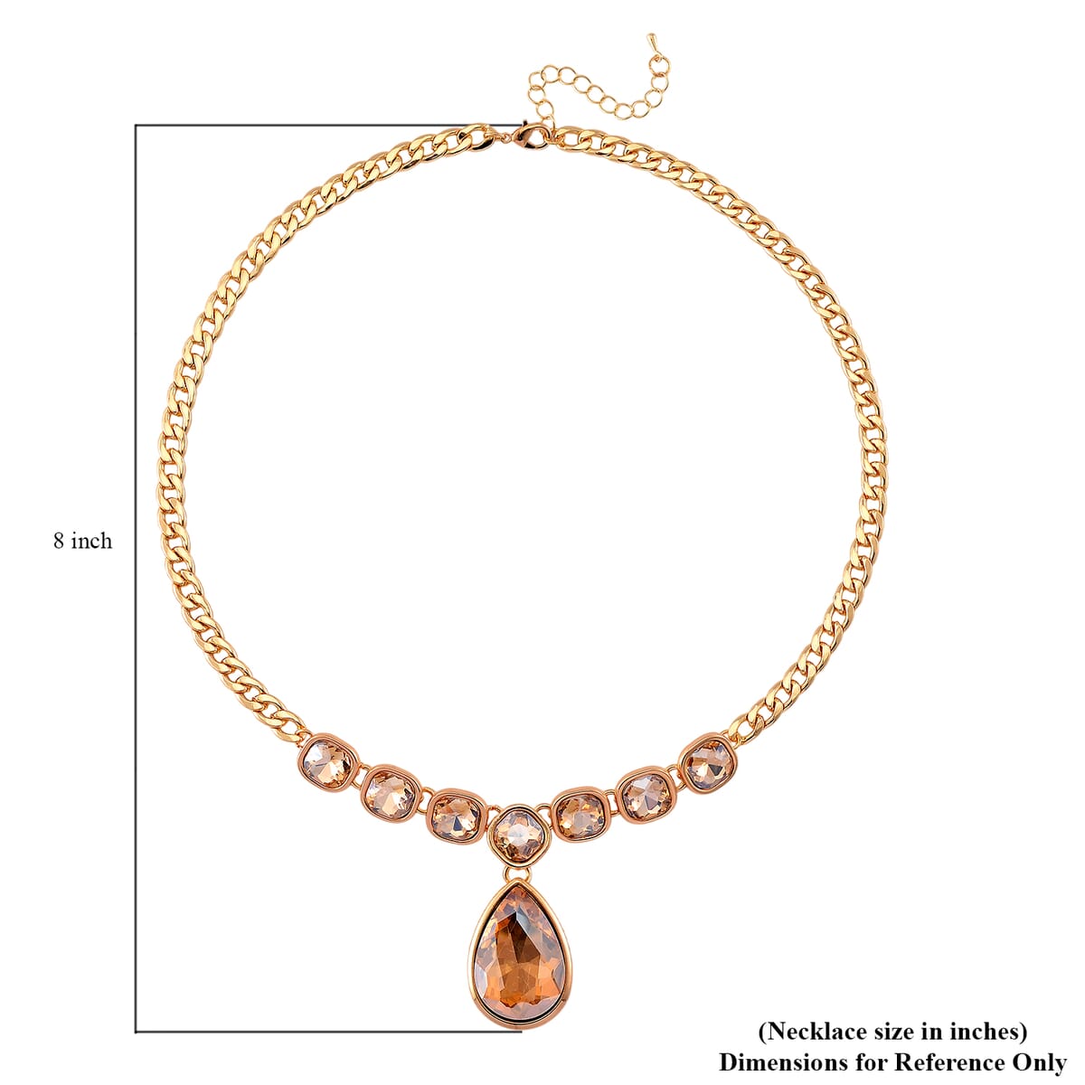 Simulated Champagne Quartz Necklace in Goldtone 19.5-21.5 Inches image number 4