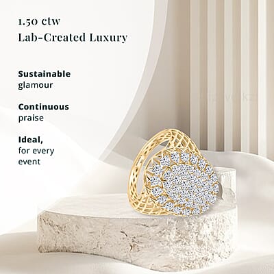 Luxuriant Lab Grown Diamond E-F VS 1.50 ctw Ring in 10K Yellow Gold (Size 10.0)